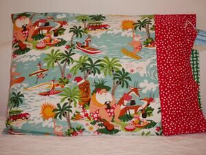 Surfin' With Santa Pillowcase Set, Designer Alexander Henry 100% Cotton Fabric